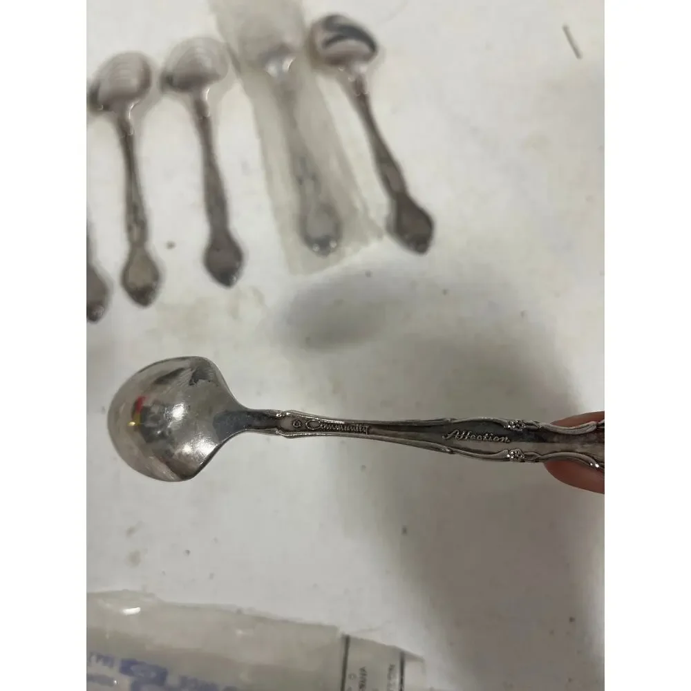 Lot of 6 1847 Rogers Bros. Flirtation Spoons Silverplate 6” Community Affection